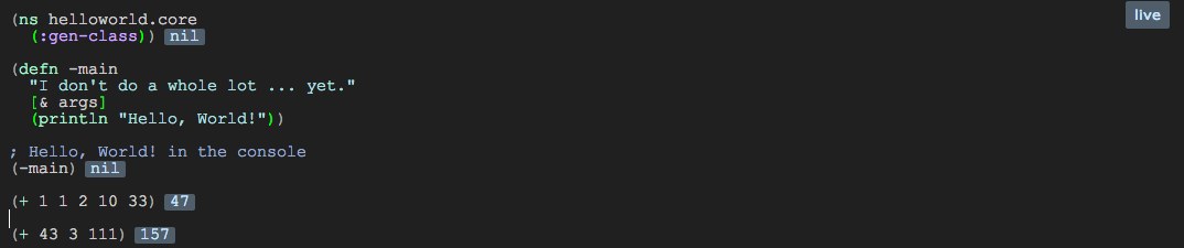 LightTable instant repl editor
